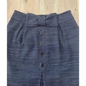 Leifsdottir Anthropologie skirt tweed blue button bow lined size 6